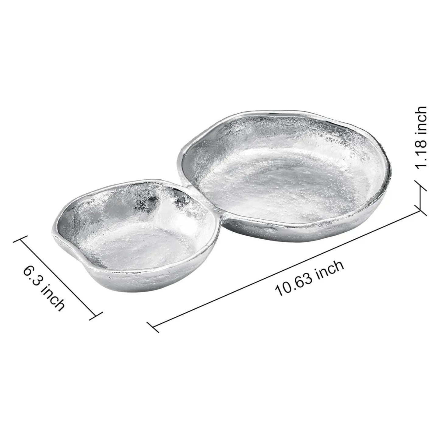 2 Cluster Decorative Bowls Bright Silver Snack Tray Bowl Chip from PriceLows™