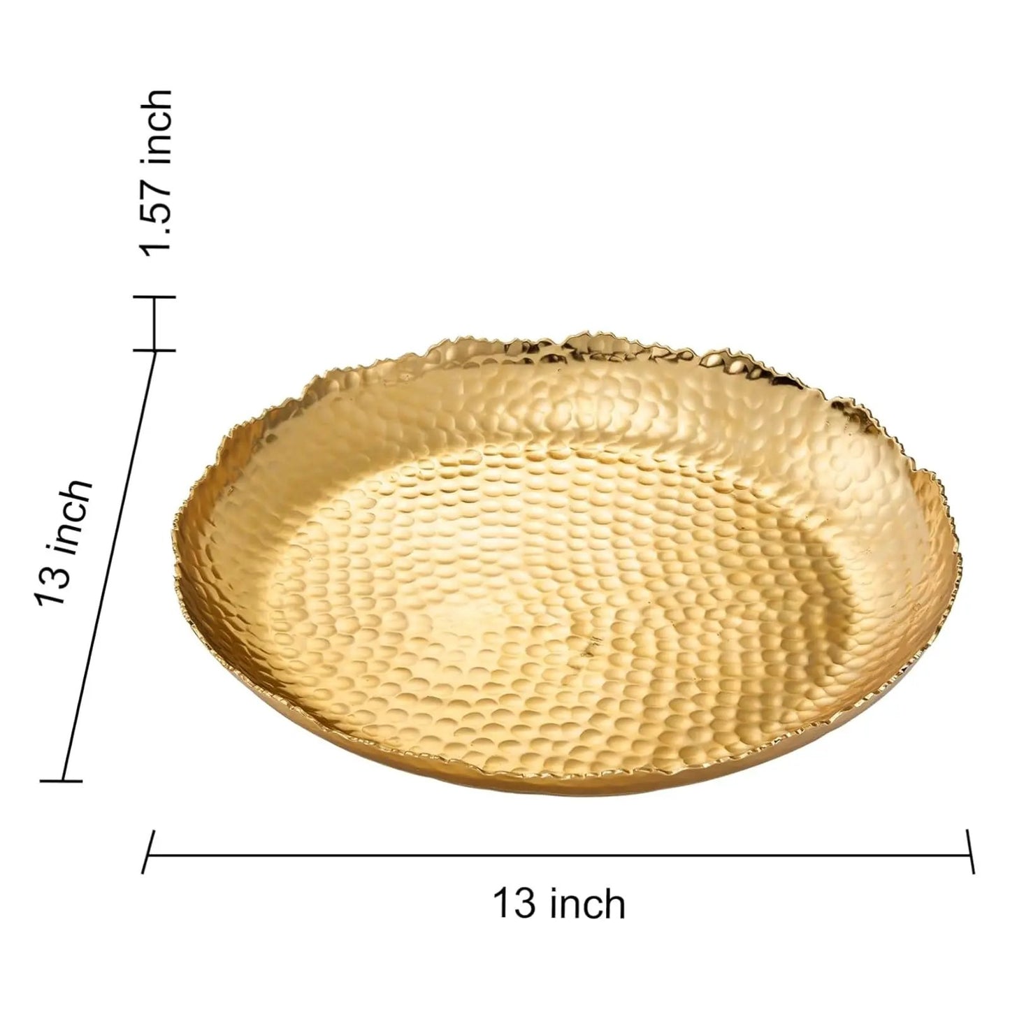 Gold Hammered Decorative Bowl Elegant Aluminum Centerpiece from PriceLows™