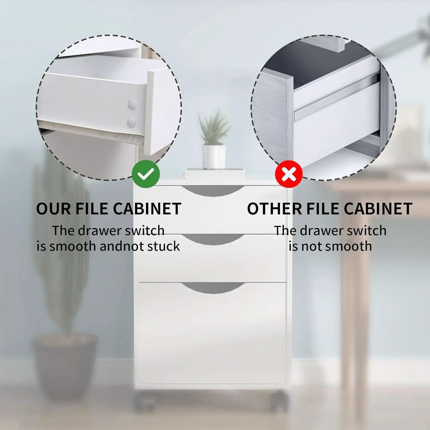 White Mobile File Cabinet 3 Drawer Office Storage Organizer from PriceLows™