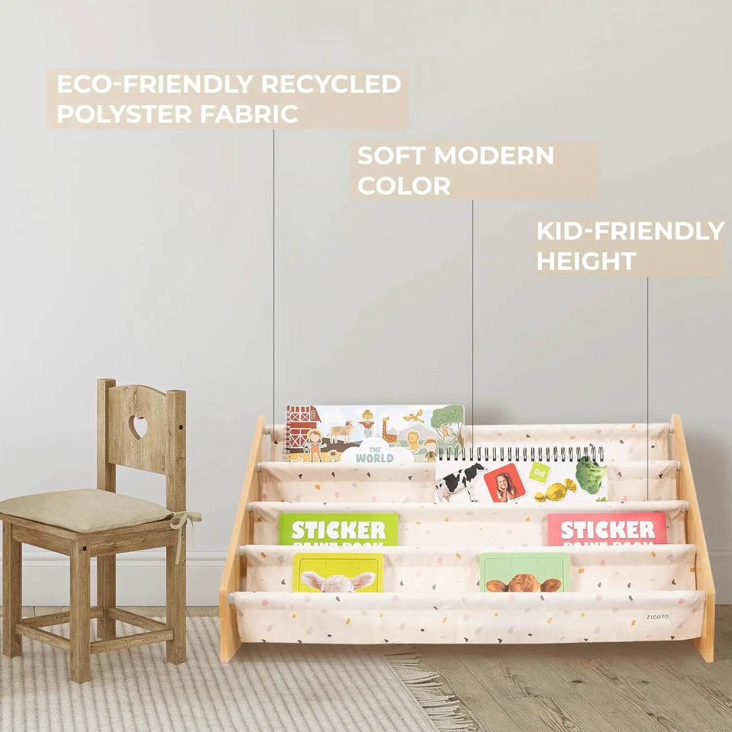 Montessori Kids Bookshelf 28.7x15.7x13.6 Nursery Organizer from PriceLows™
