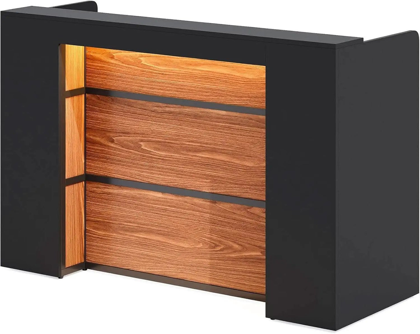 63 Inch Reception Desk Black And Brown Office Counter from PriceLows™