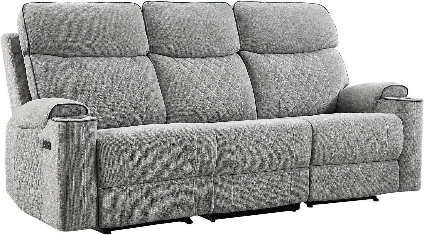 Electric Recliner Sofa USB Type C Ports Light Grey from PriceLows™