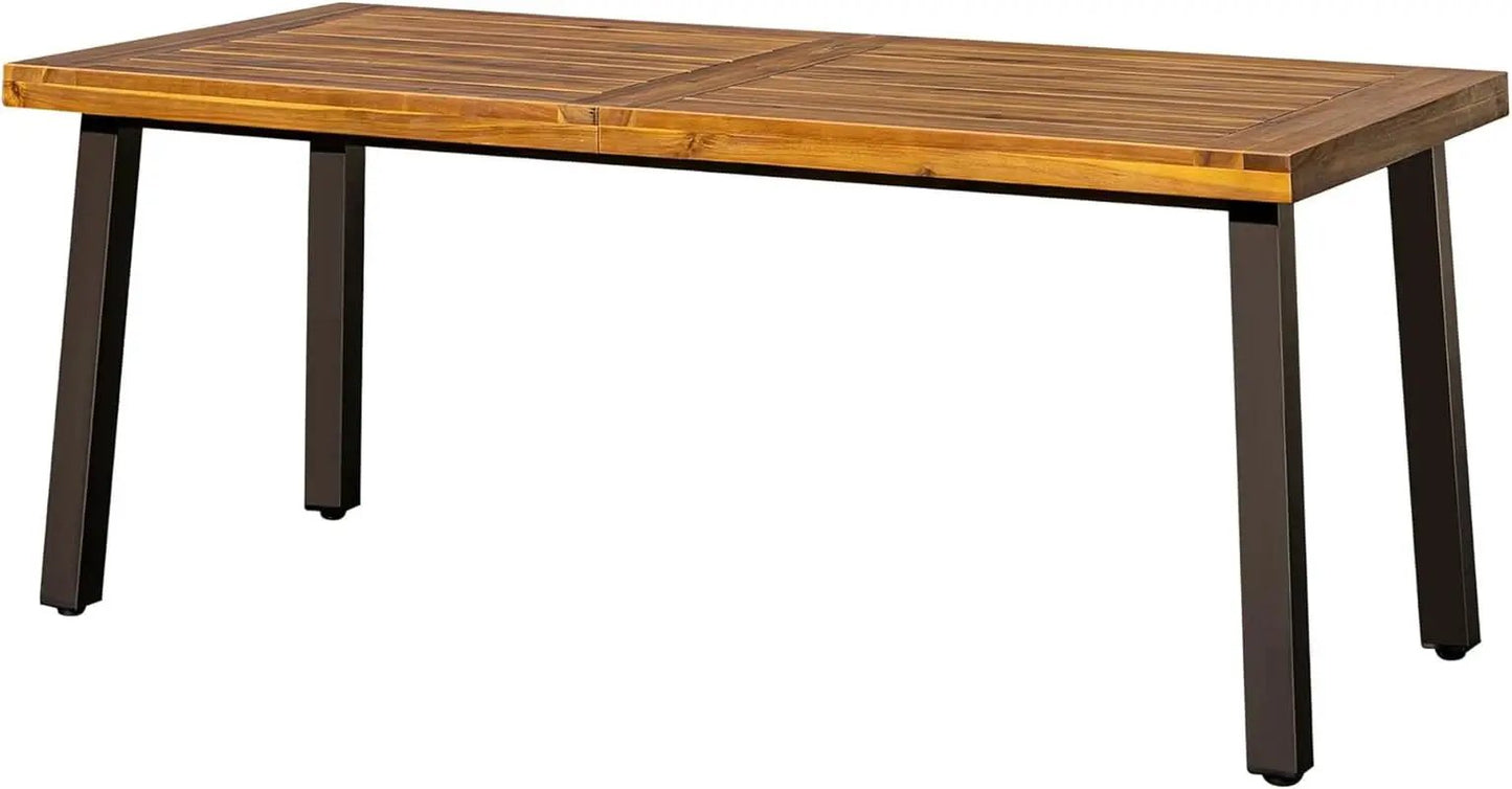 Acacia Wood Dining Table For 6 With Iron Legs IndoorOutdoor from PriceLows™