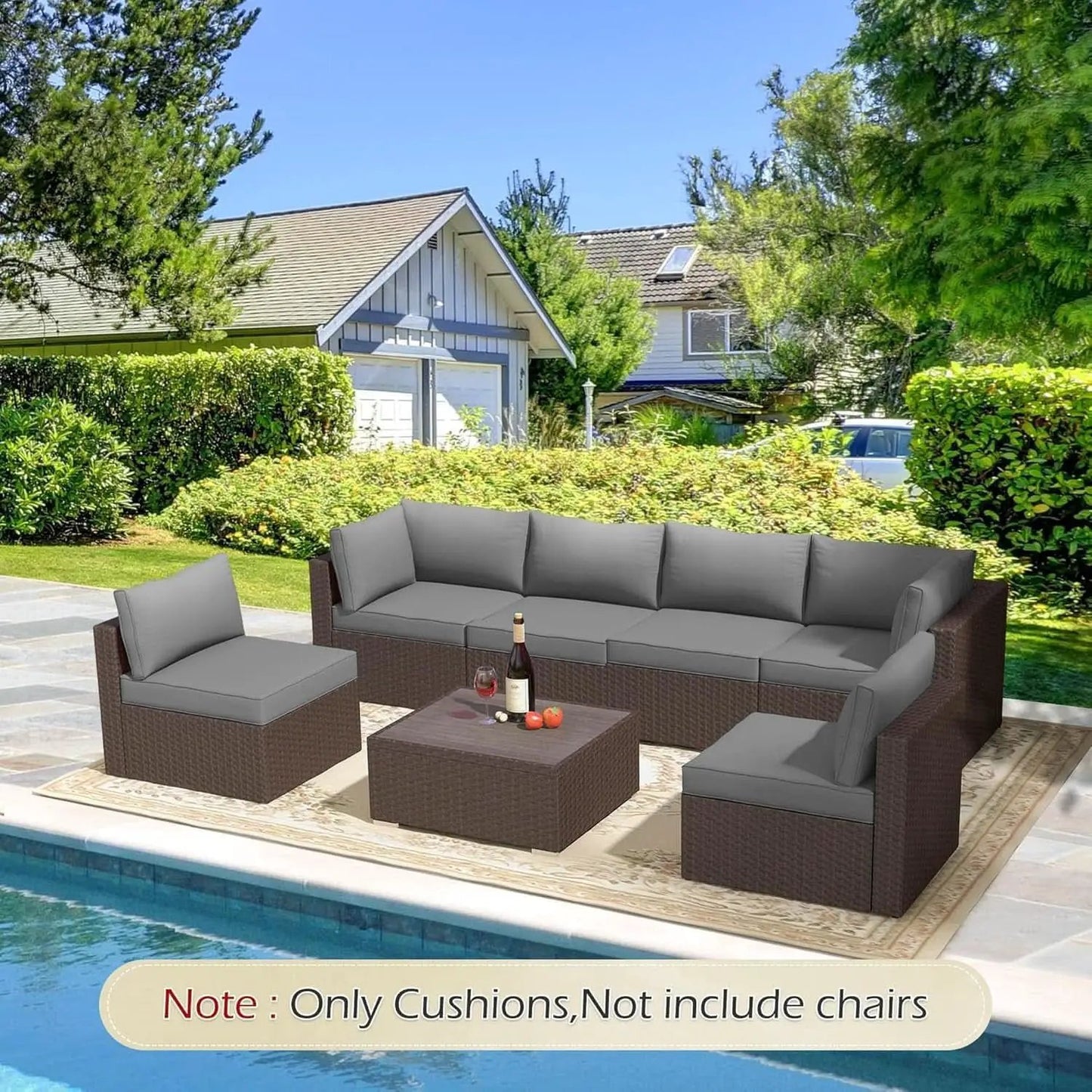 Outdoor Cushions 14 Piece Set Gray Water Repellent For 6 Seat Patio Sofa from PriceLows™