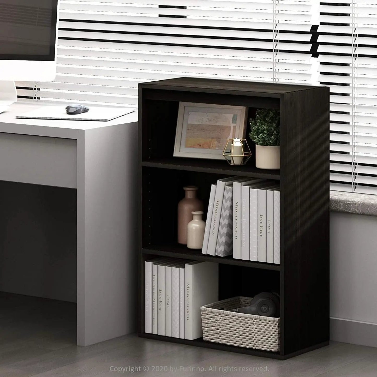 Pasir 3 Tier Open Shelf Bookcase Dark Espresso 31 Inch from PriceLows™