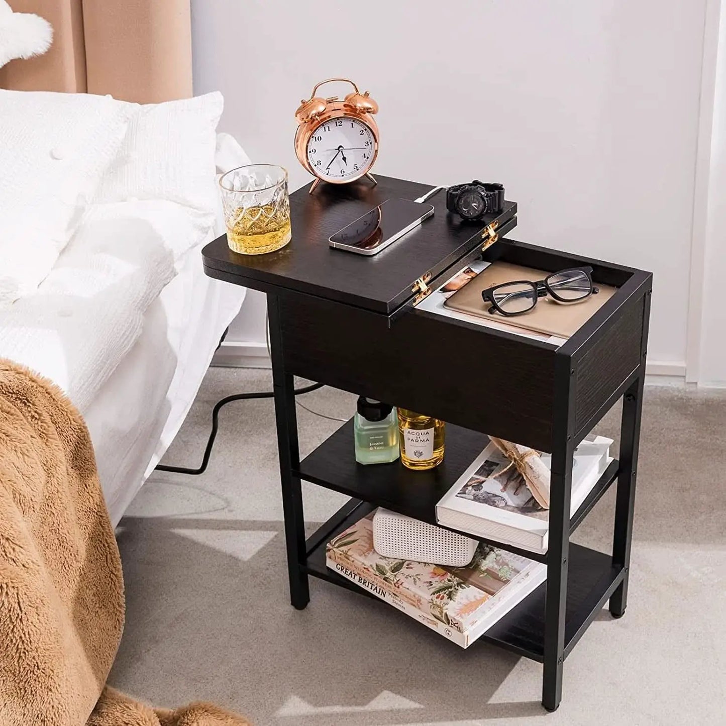 Slim Charging End Table With USB Ports And Outlets from PriceLows™
