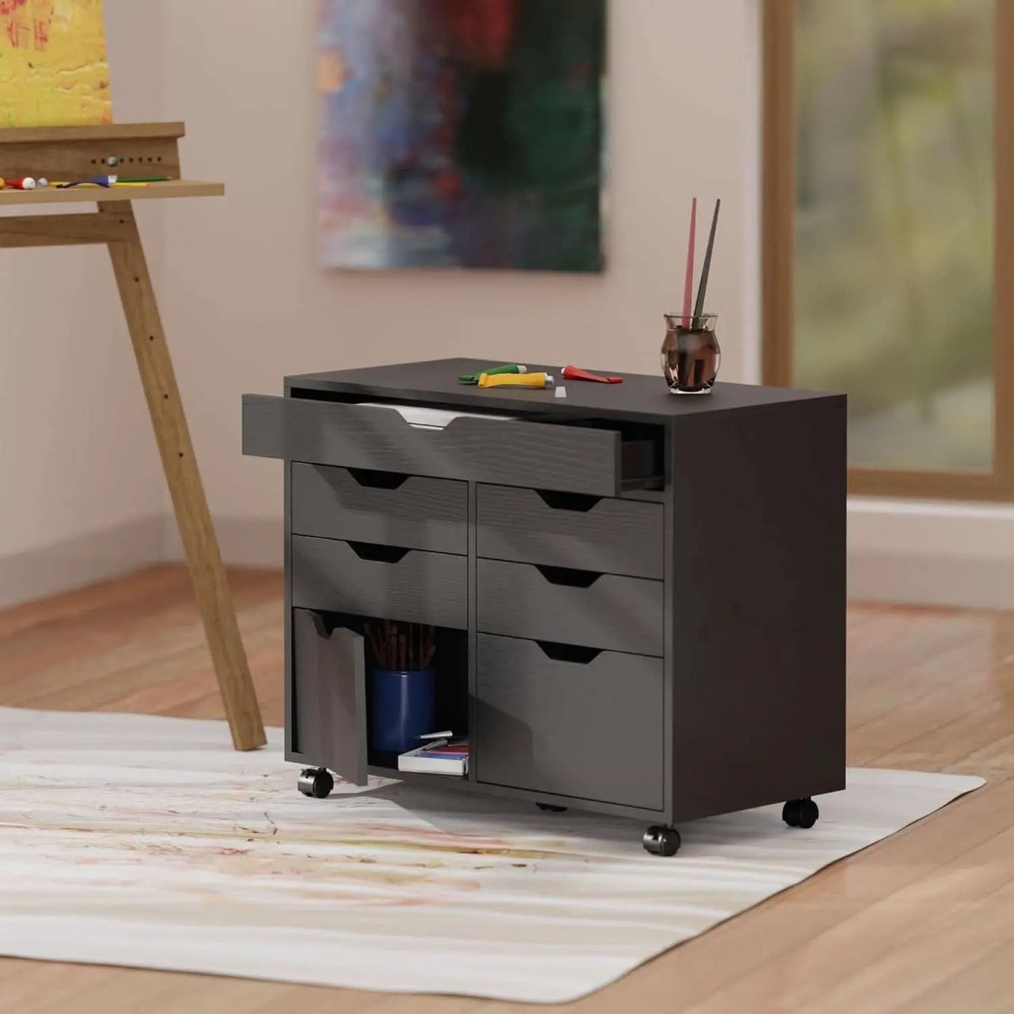 Black Halifax Two Door Storage Cabinet With Four Drawers from PriceLows™