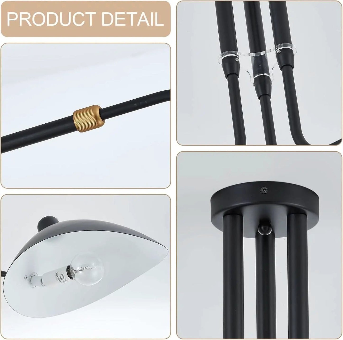 Matt Black Three Arm Adjustable Pendant Light Chandelier from PriceLows™