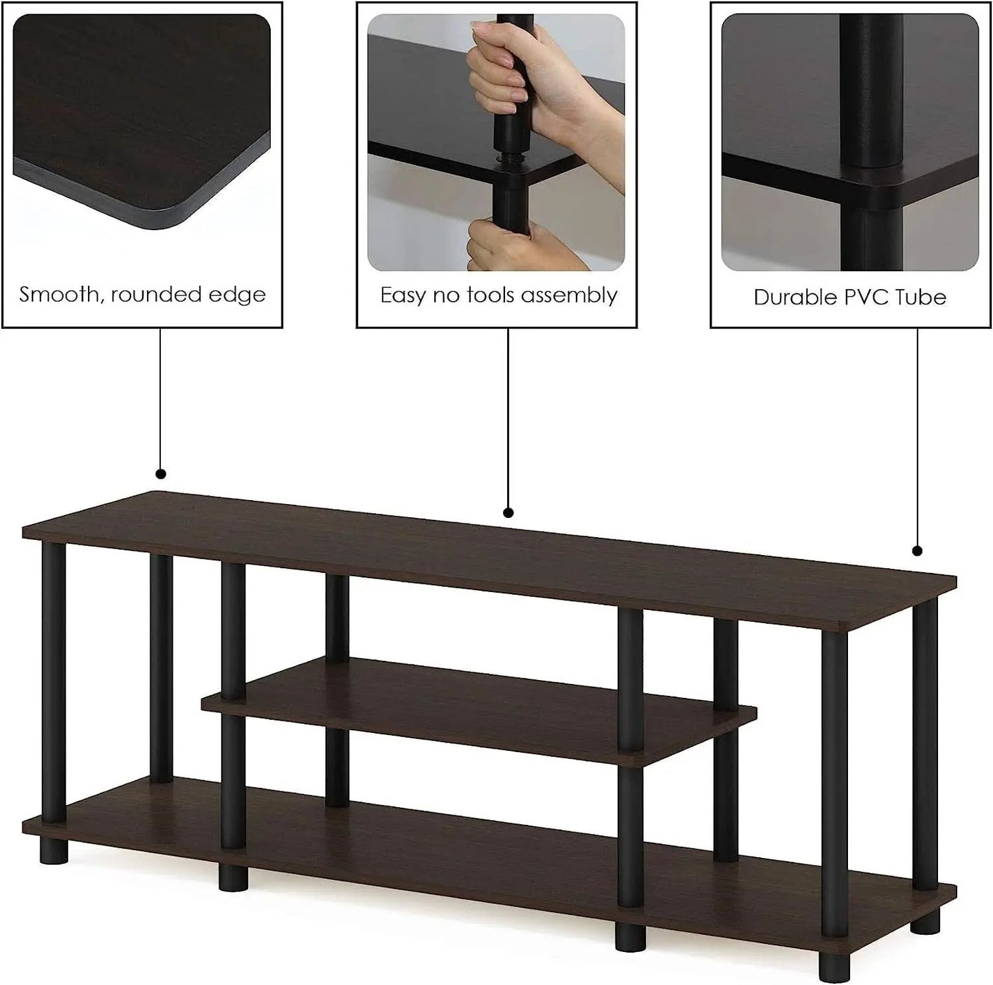 Turn-N-Tube 3-Tier TV Stand For 50-Inch TV No Tools Assembly from PriceLows™