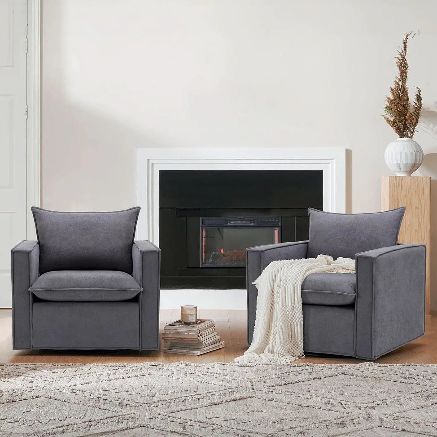 Charcoal Upholstered Swivel Accent Chair 34Inch Wide from PriceLows™