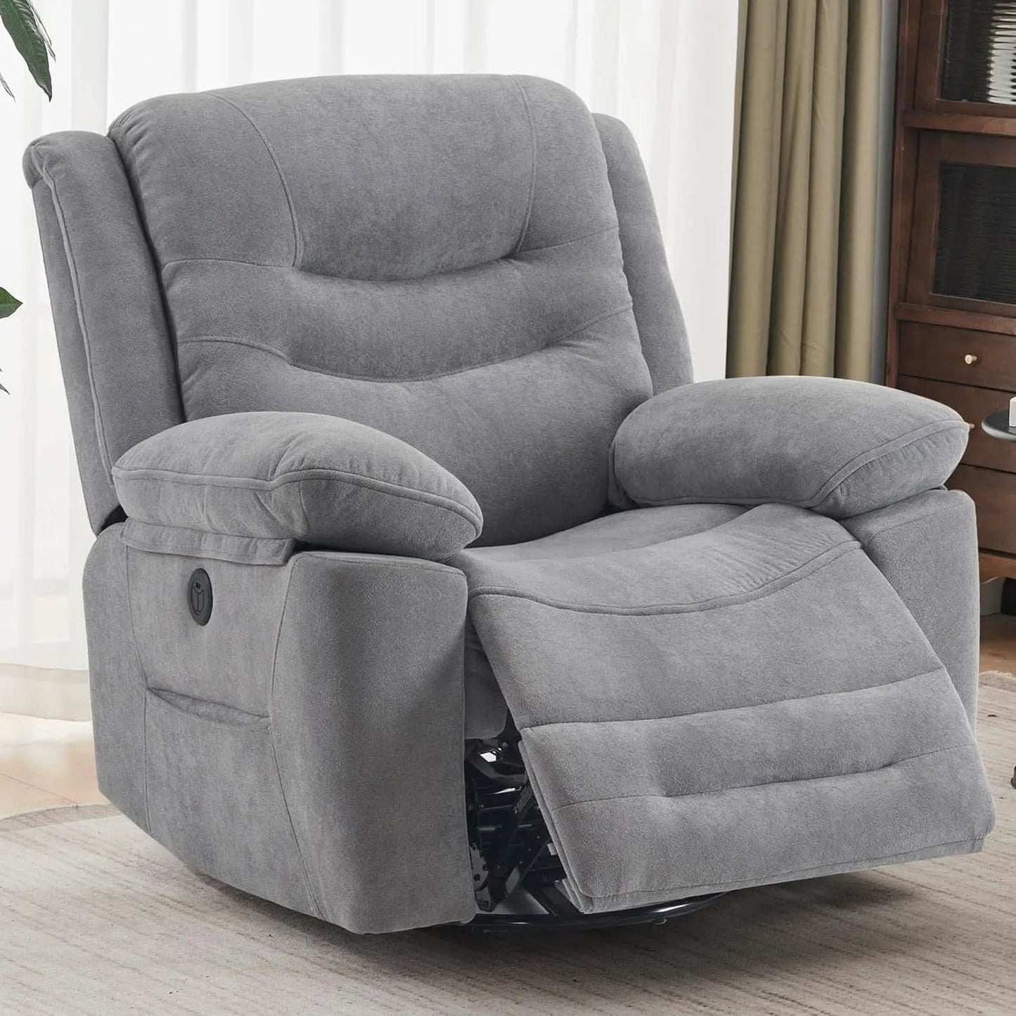 Grey Swivel Recliner With Massage And Heat Therapy from PriceLows™