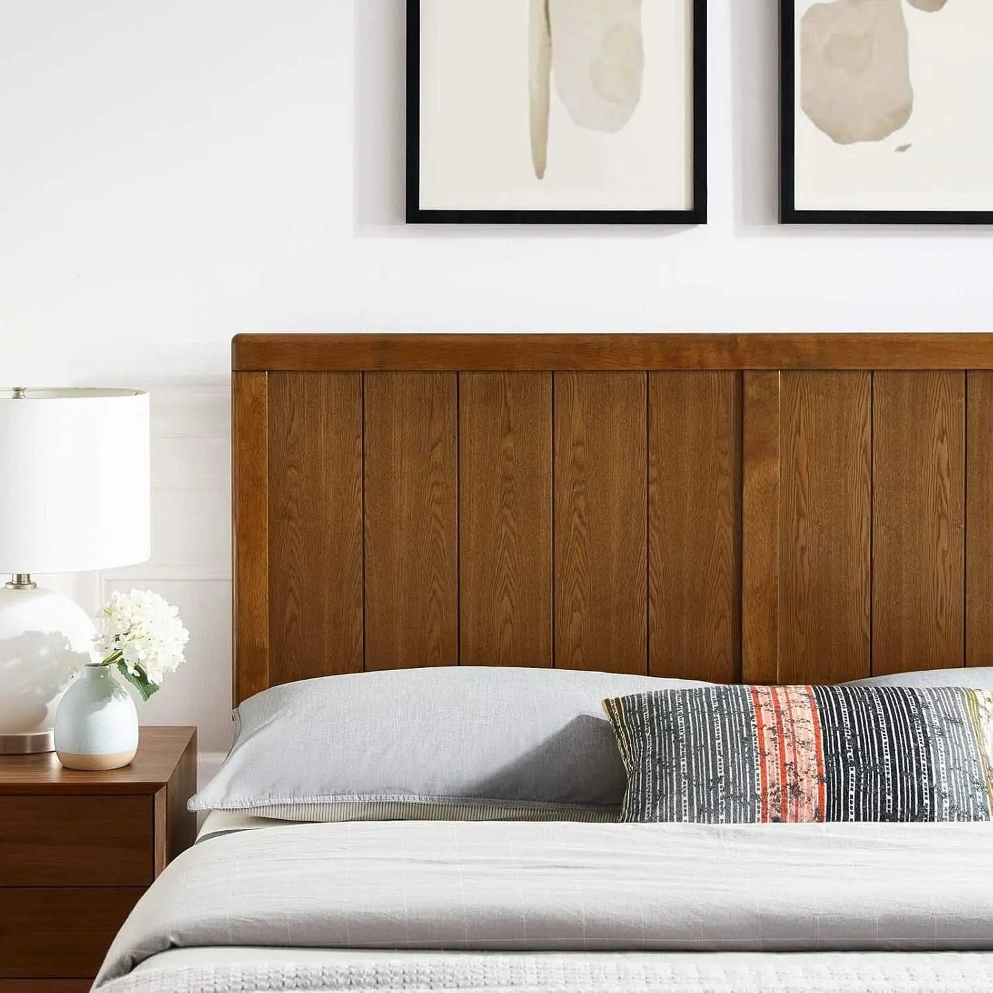 Mid-Century Walnut King Headboard With Contemporary Design from PriceLows™