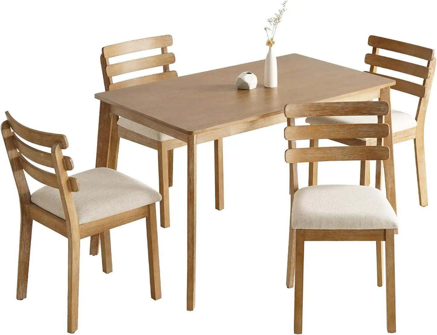 Premium Solid Wood Farmhouse Dining Table Set For Four from PriceLows™