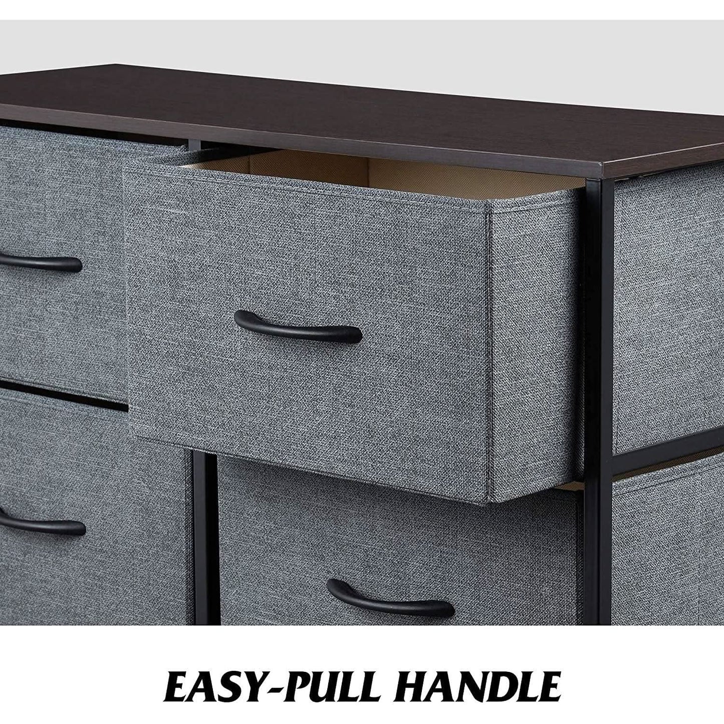 Six Drawer Dark Grey Fabric Dresser For Bedroom Storage from PriceLows™