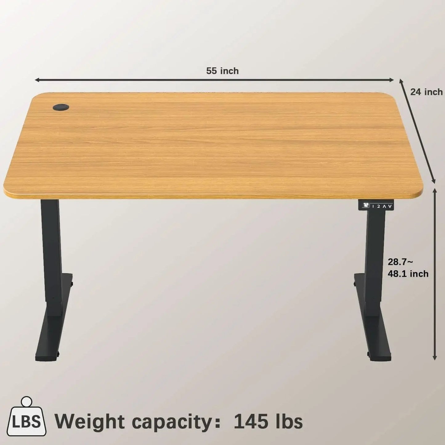 Electric Height Adjustable Standing Desk 55x24 Memory Preset from PriceLows™