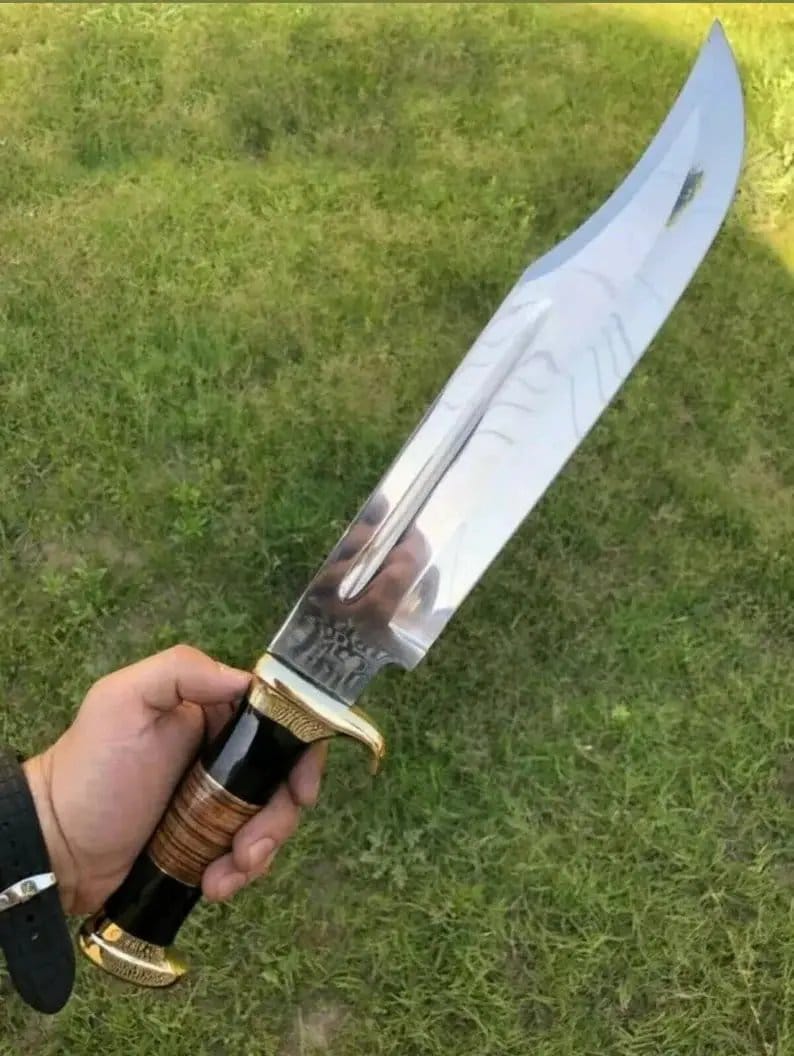 Supreme Custom Handmade 440C Steel Crocodile Dundee Bowie Knife 16” Heavy Duty | 16 Inch | Leather | coated crocodile bowie