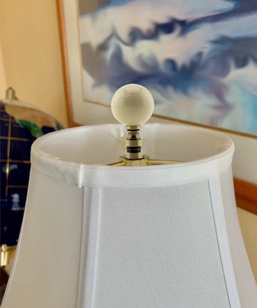 Ceramic Lamp Finial | Ivory | Antique Base | 2 Inch