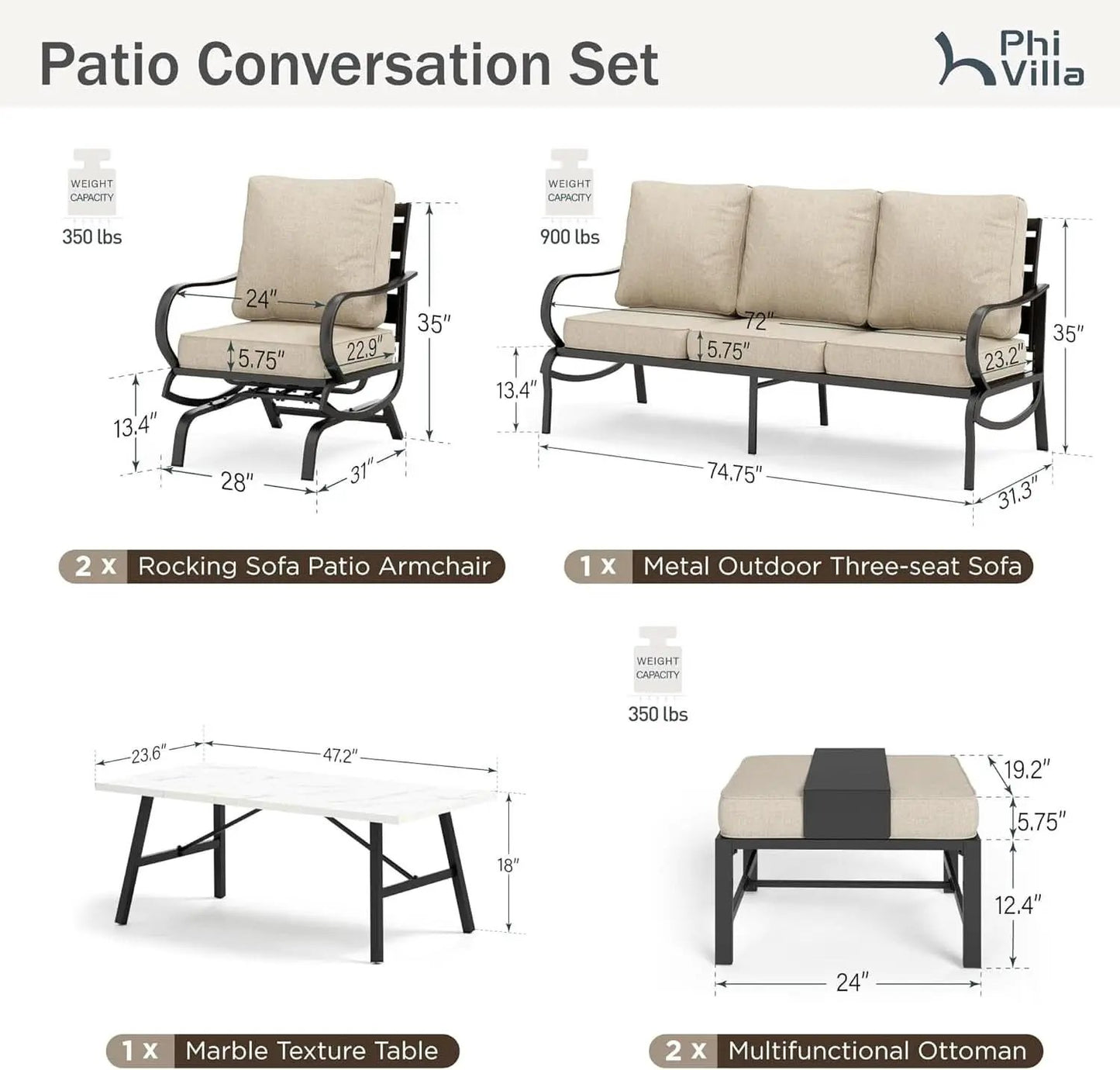Deluxe 6 Piece Patio Furniture Set for Outdoor Comfort from PriceLows™