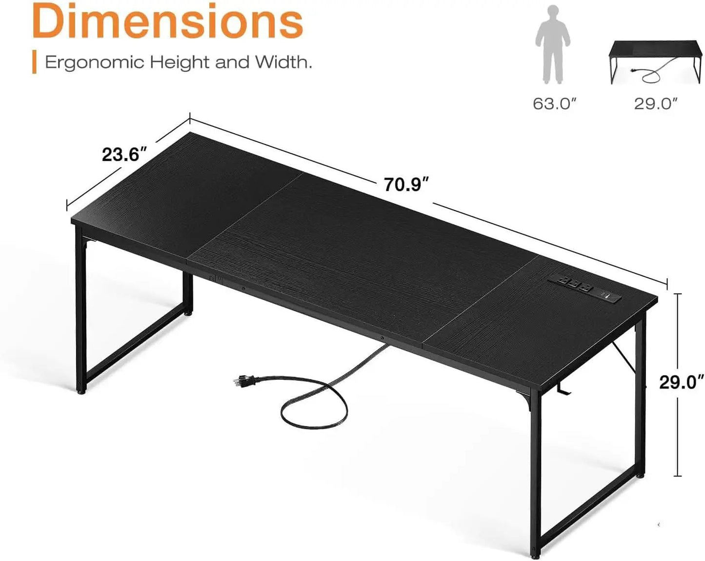 71 Inch Computer Desk With USB Ports For Home Office from PriceLows™