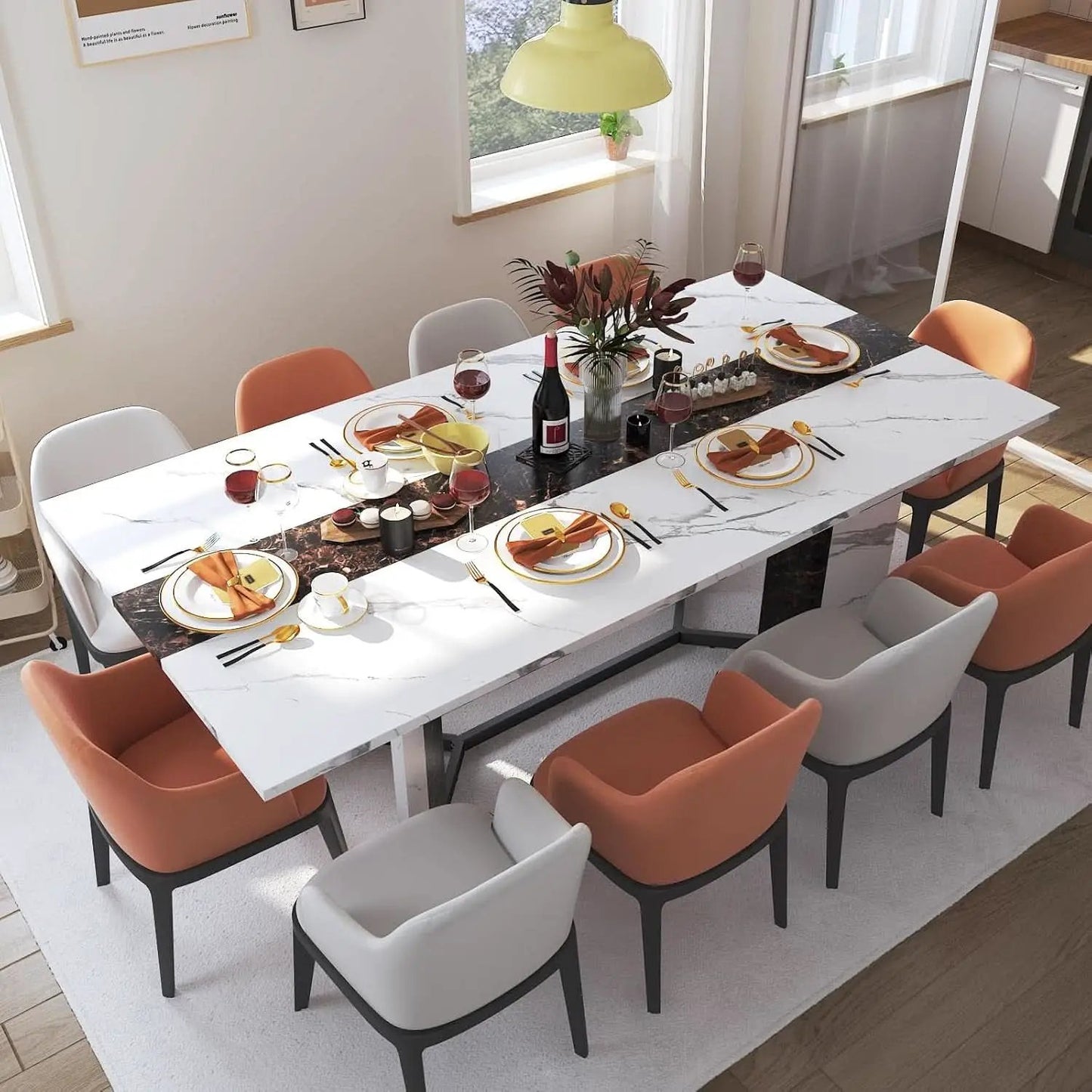 71 Inch Marble Top Dining Table For Home Kitchen Modern from PriceLows™