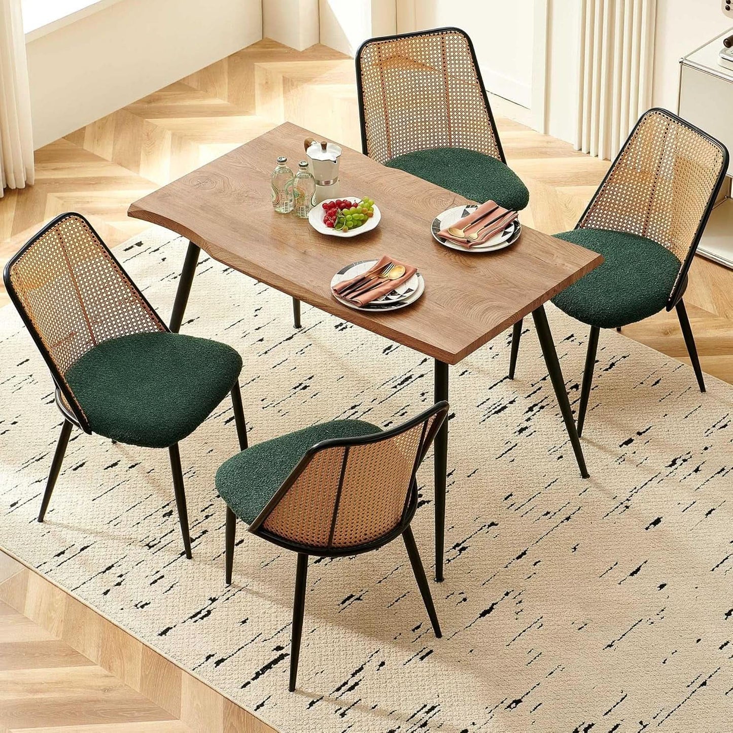 Elegant Walnut Finish 47 Inches Dining Table Set Four from PriceLows™