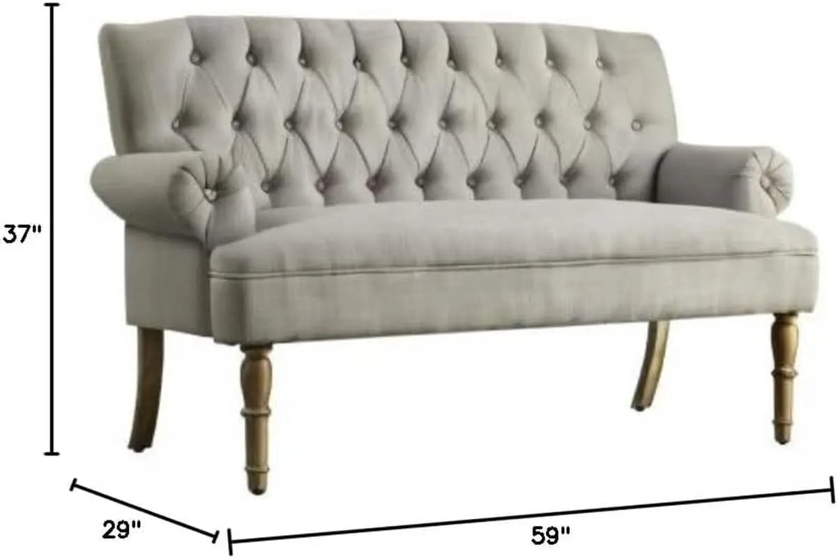 Dove Gray Loveseat Sofa With Button Tufting Sinuous Springs from PriceLows™