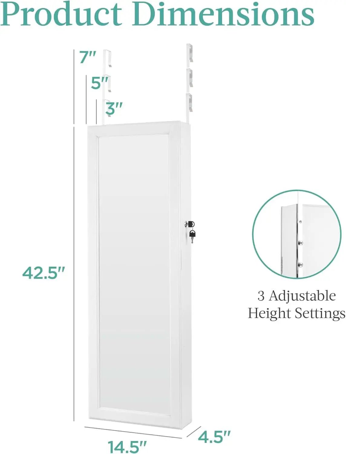White Led Mirror Jewelry Cabinet With Lock And Drawers from PriceLows™