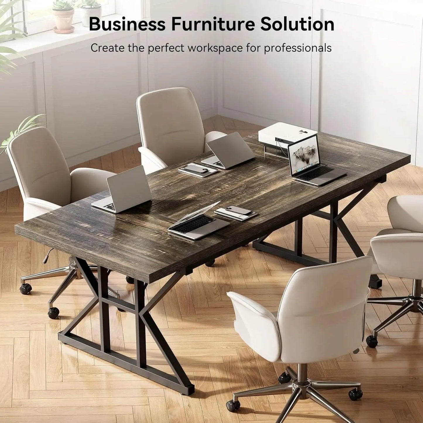 70.8 Inch Large Executive Desk Black Oak Wood Office Desk from PriceLows™