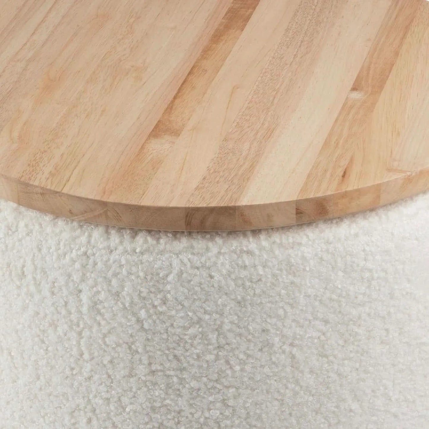 Cream Textured Storage Ottoman Removable Lid Walnut from PriceLows™
