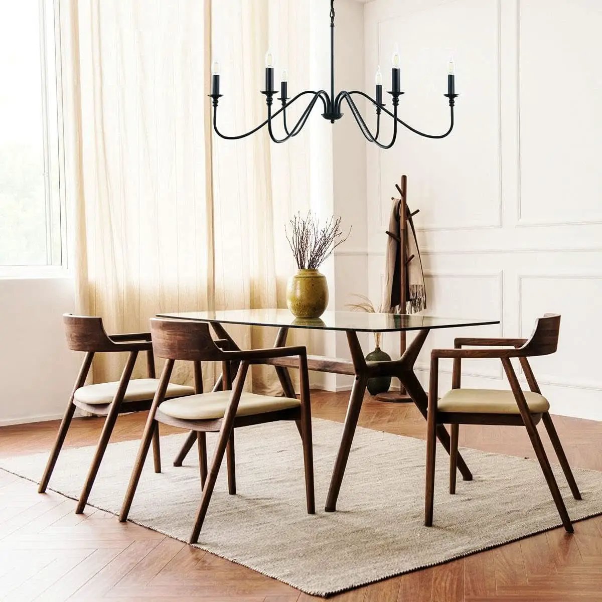 Chandelier 6 Light Black Hanging Fixture For Dining Room from PriceLows™