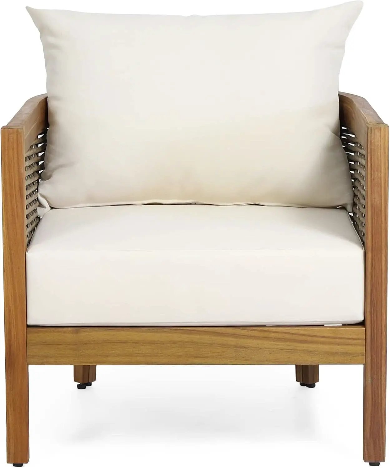 Burchett Outdoor 4 Piece Chat Set Acacia Wood And Wicker Teak Brown Beige from PriceLows™