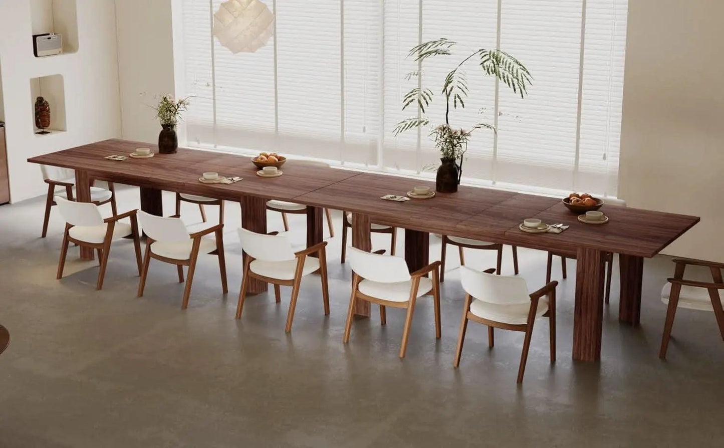 Expandable Dining Table For 6 To 8 Seater Brown Engineered Wood from PriceLows™