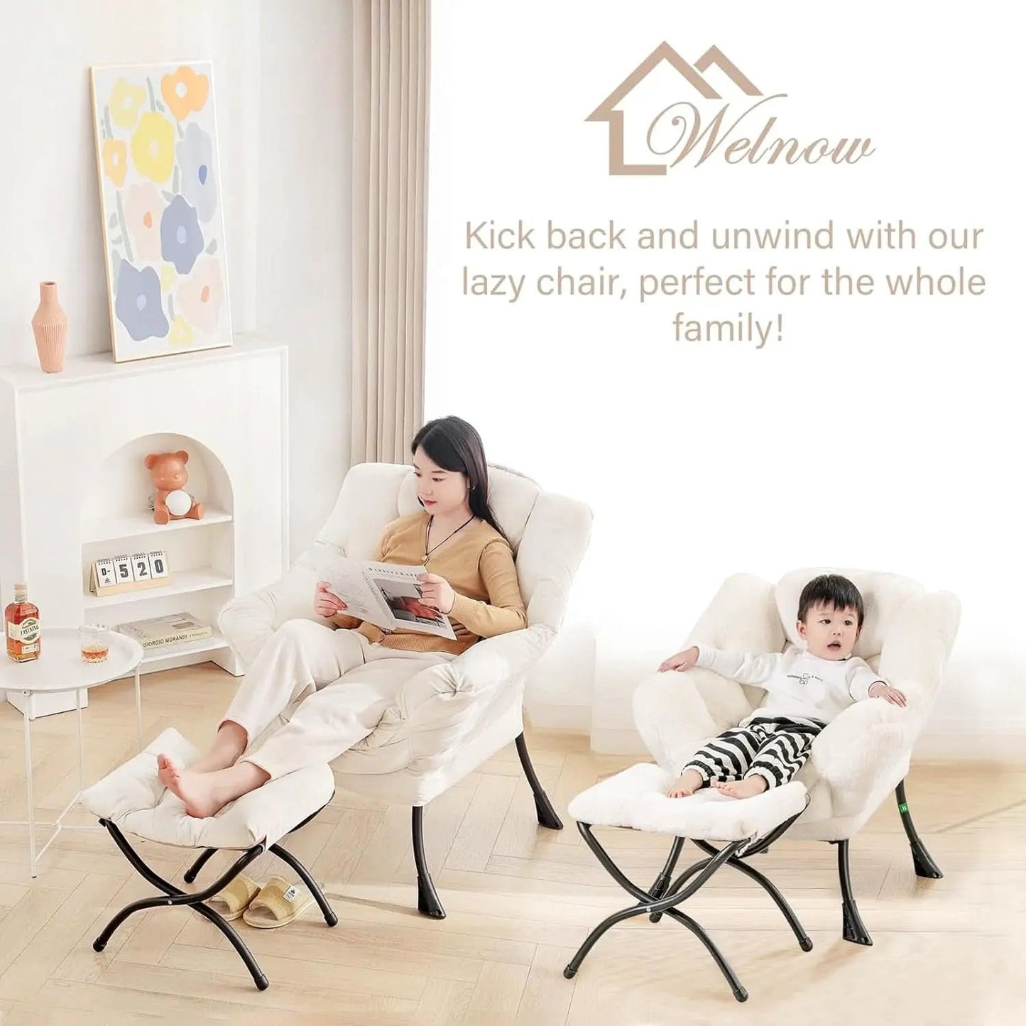 Dark Grey Lazy Chair With Ottoman Footrest And Side Pocket from PriceLows™