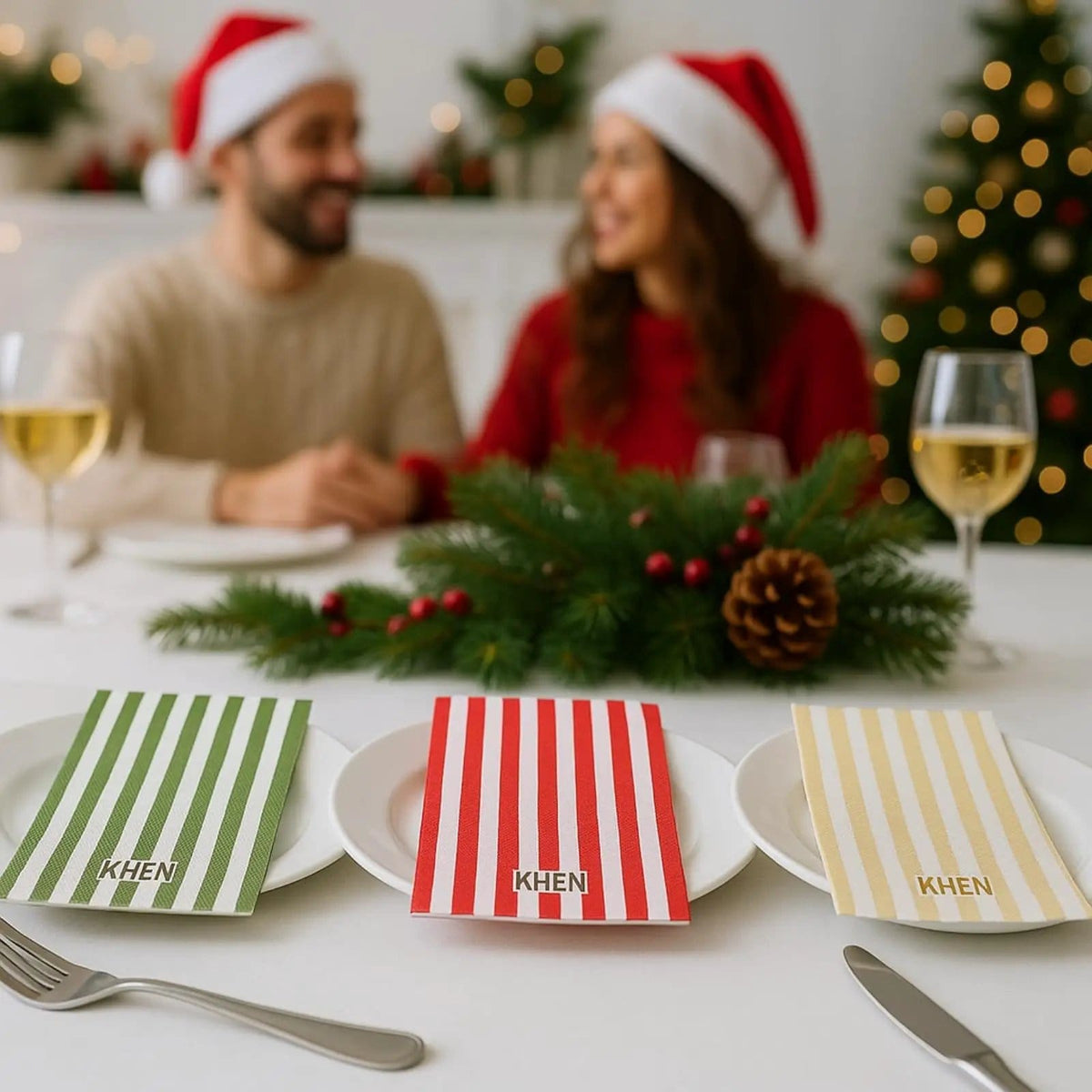 Tonal Striped Disposable Napkin Set 100 Pieces | Set of 100 | Linen | Paper Napkin