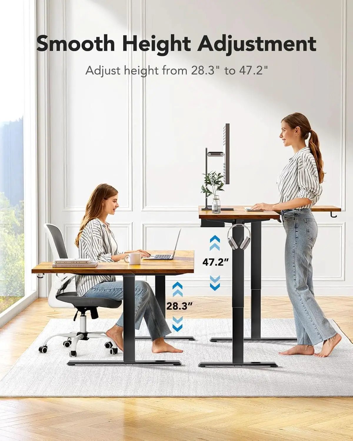 71x48 Inch L Shaped Electric Dual Motor Standing Desk Brown from PriceLows™