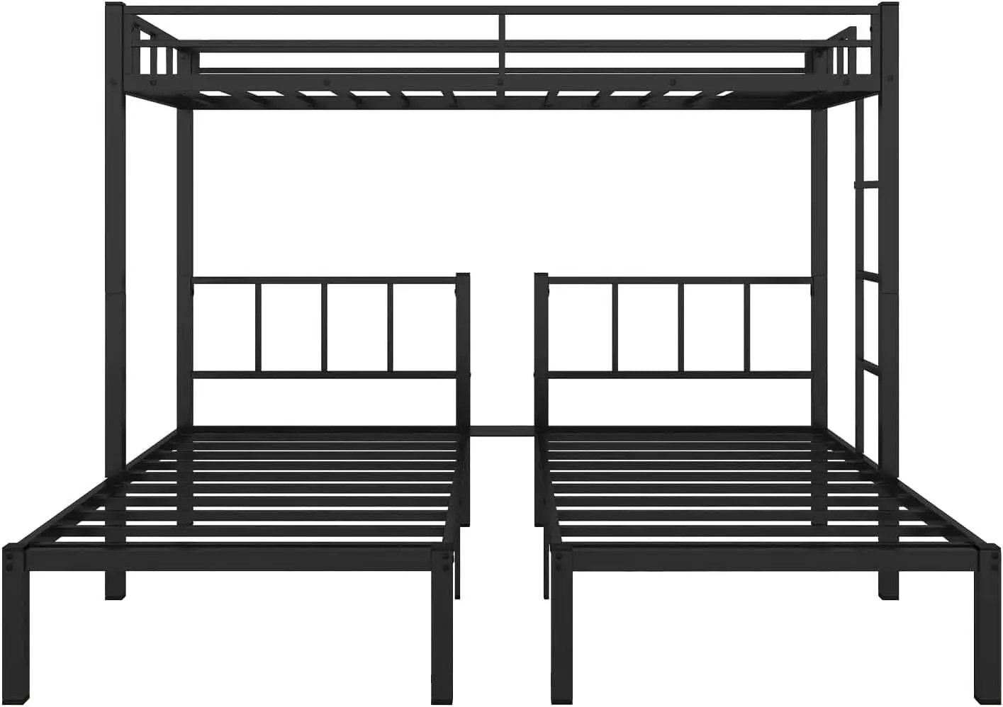 Triple Bunk Bed For 3 With Guardrails And Integrated Ladder from PriceLows™
