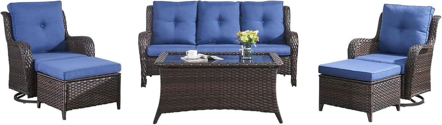 6 Piece Outdoor Patio Furniture Set With Swivel Chairs from PriceLows™