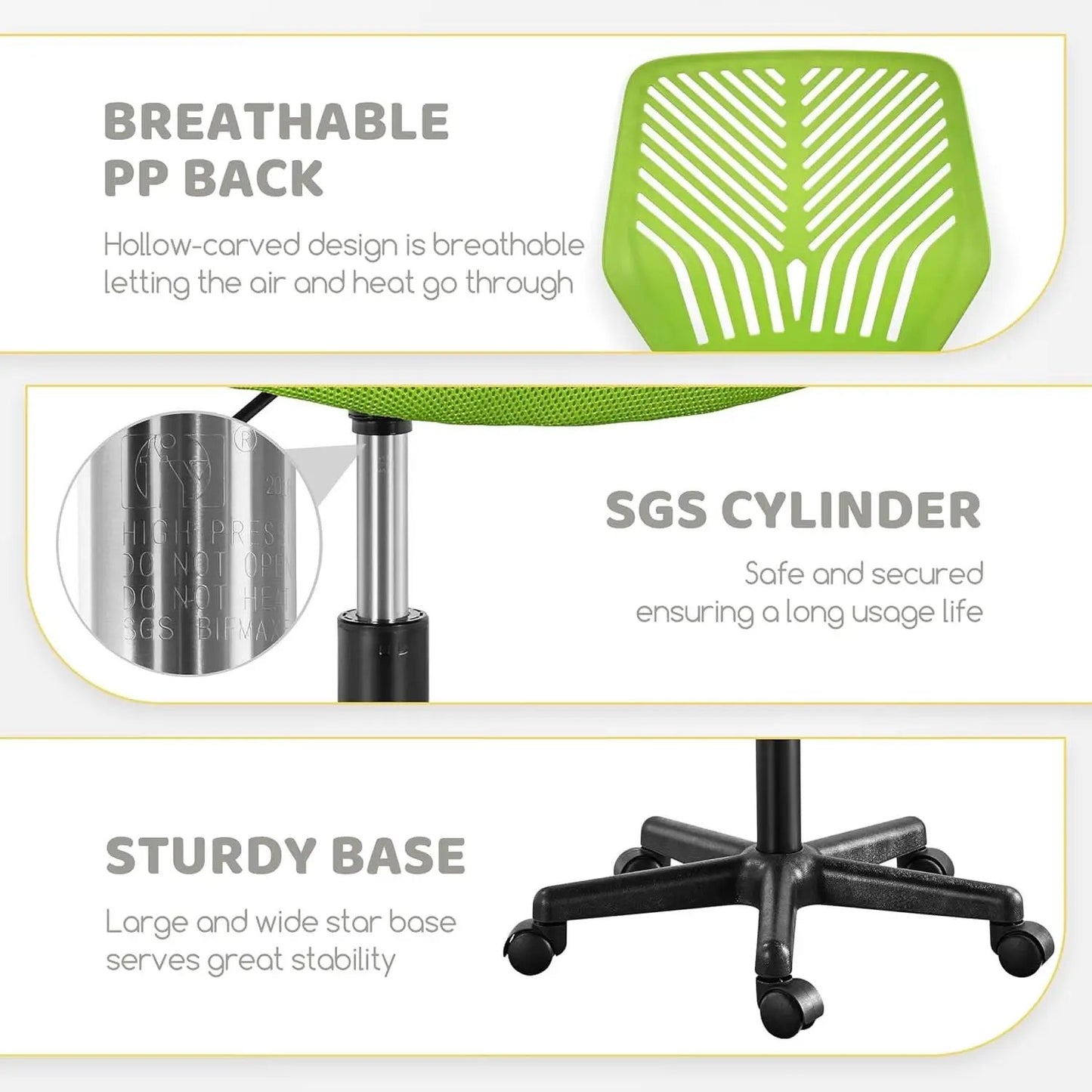 Kids Desk Chair Green Swivel Task Chair With Lumbar Support from PriceLows™