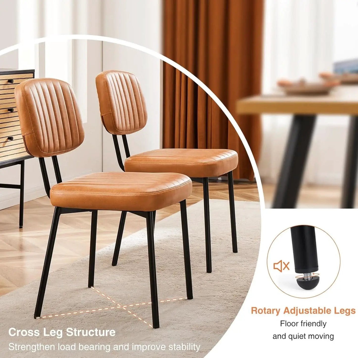 Brown Mid Century Modern Upholstered Dining Chair Set Of 4