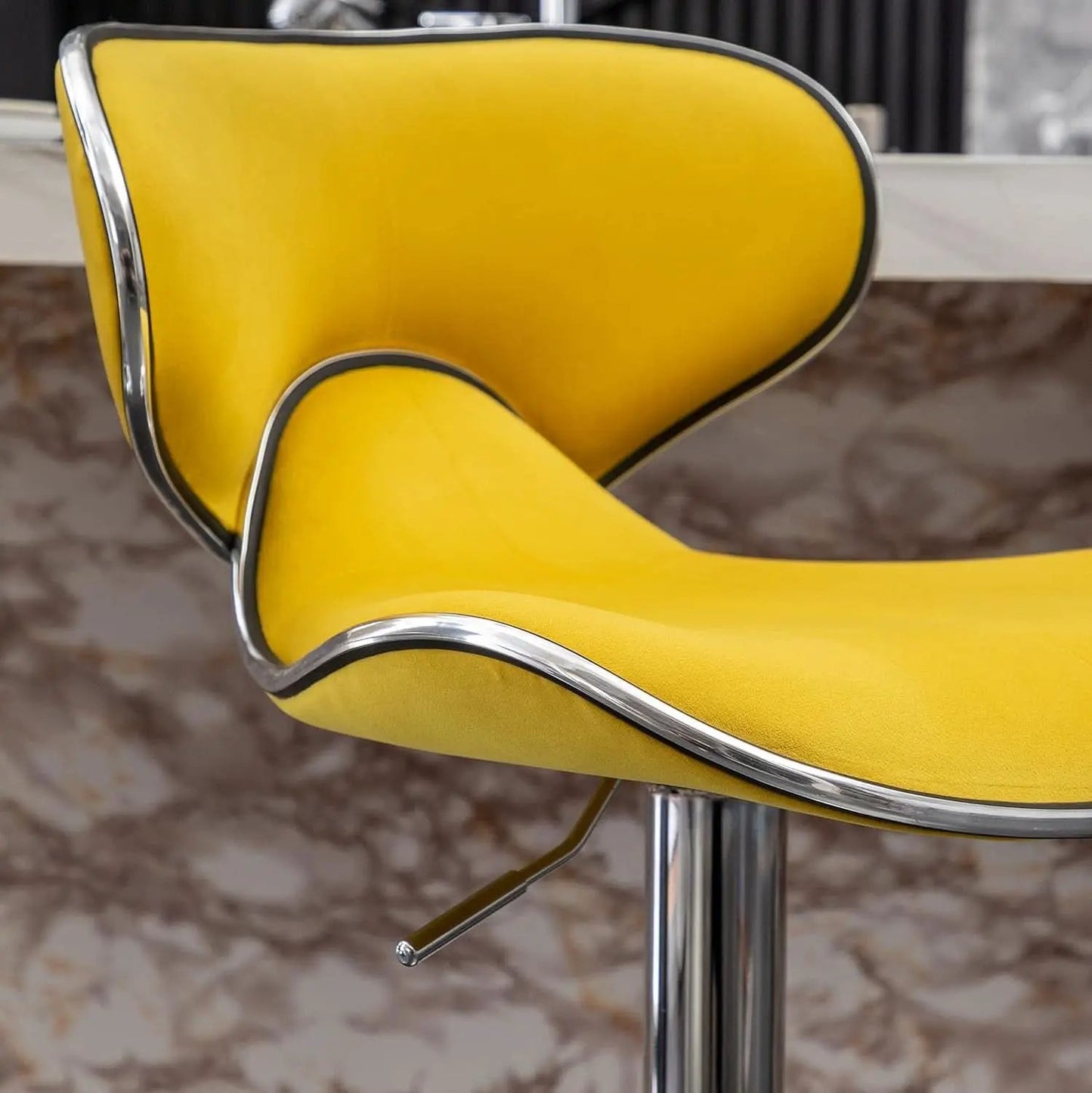 Masaccio Velvet Adjustable Swivel Bar Stool Set Of 2 Yellow from PriceLows™