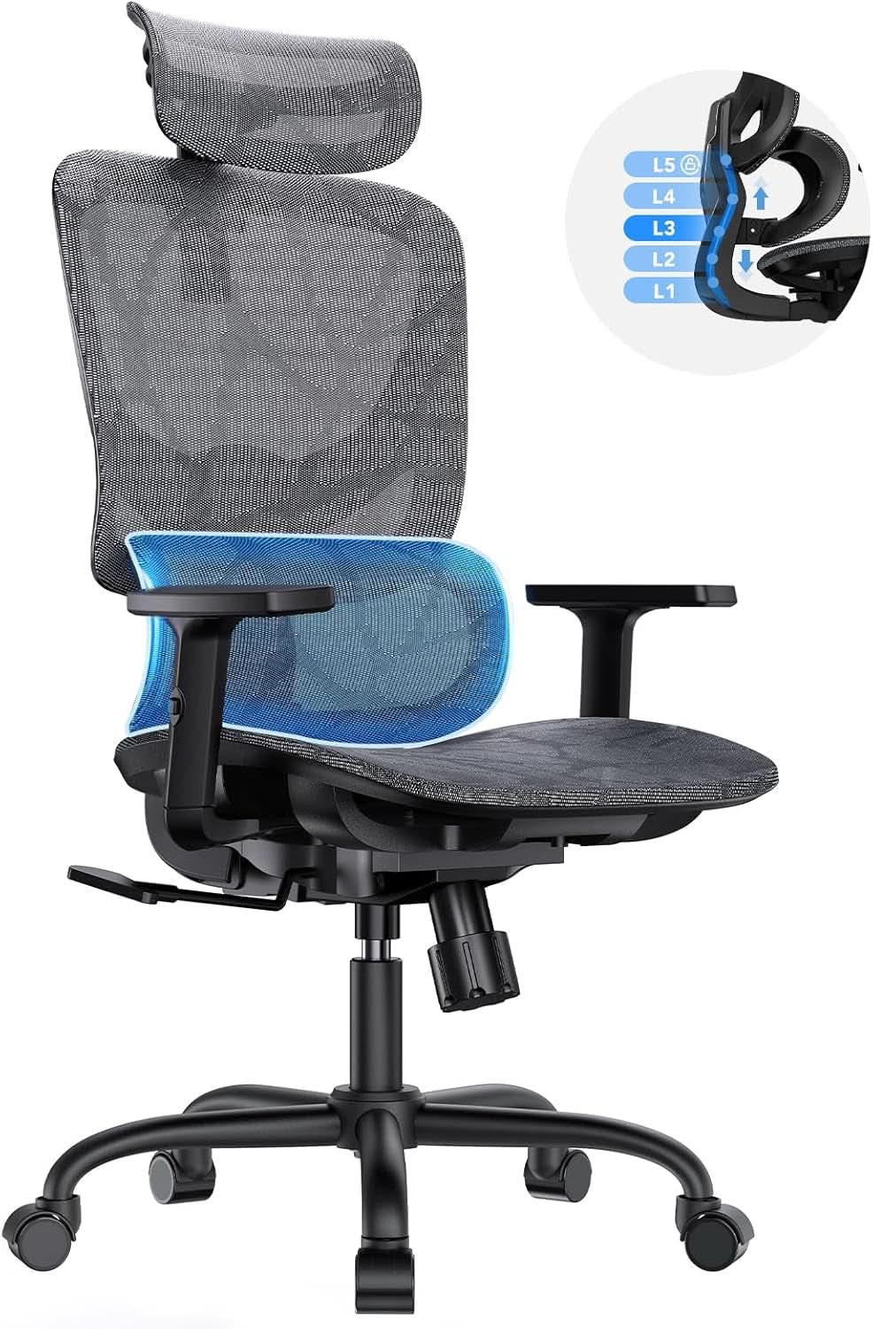 Ergonomic Mesh Office Chair High Back With Lumbar Support from PriceLows™