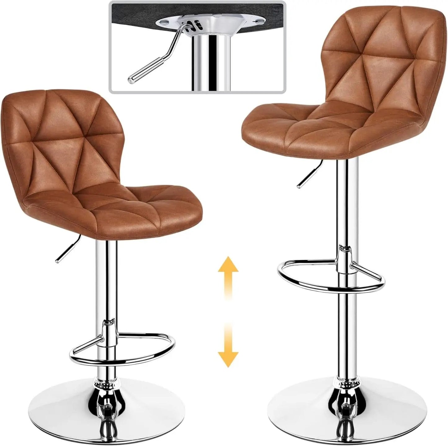 Bar Stools Set Of 2 Adjustable PU Leather Backrest Stools from PriceLows™