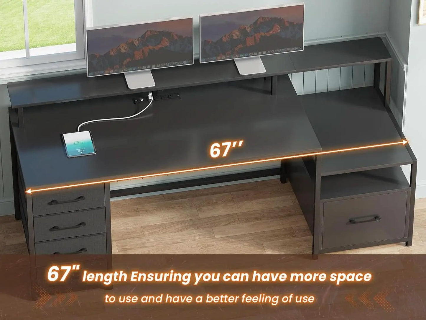 66 Inch Computer Desk 5 Drawers For Home Office Workspace from PriceLows™