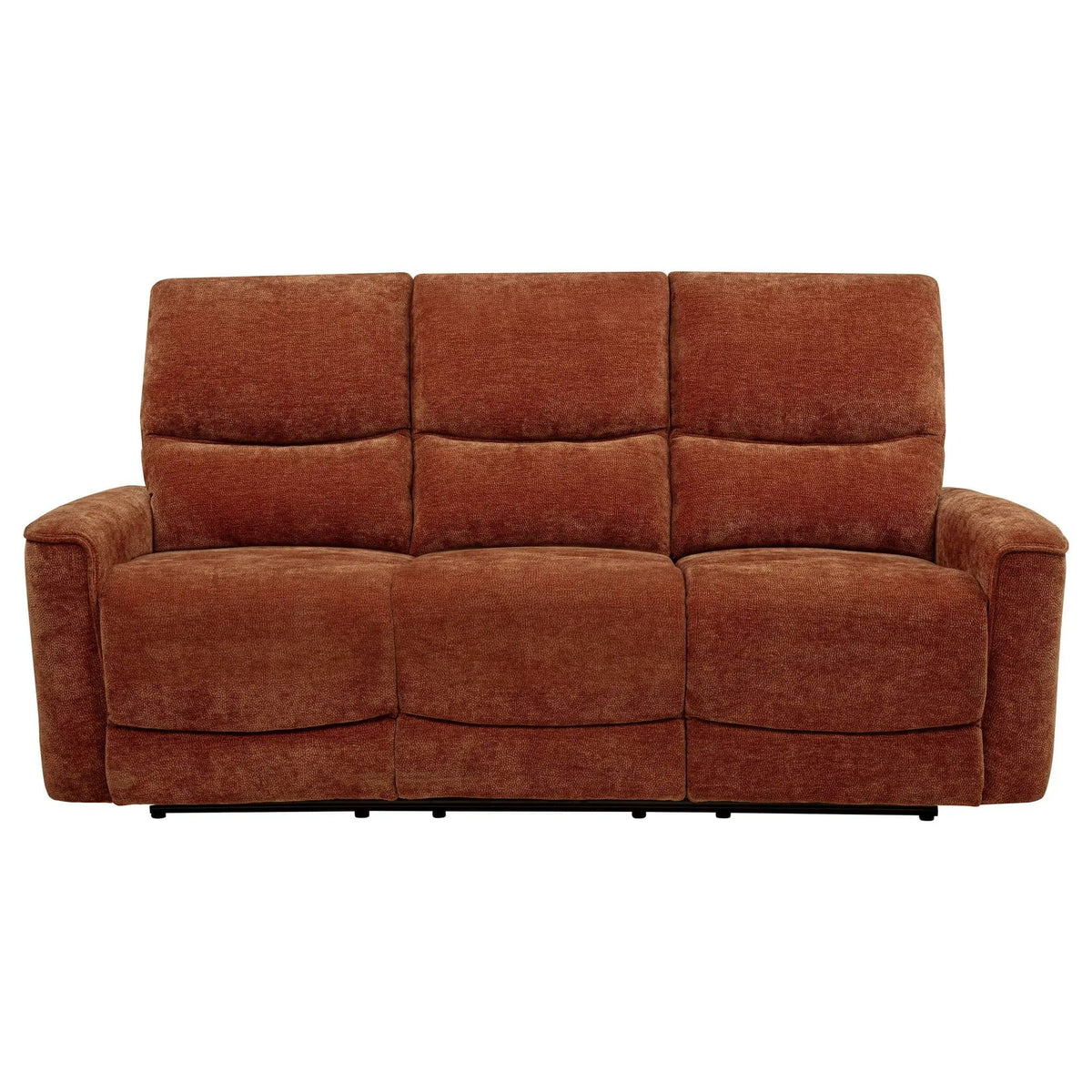 Navarro Chenille Upholstered Reclining Sofa | 79.5 x 37.5 x 40.25 in | Chenille & Metal | Burnt Orange