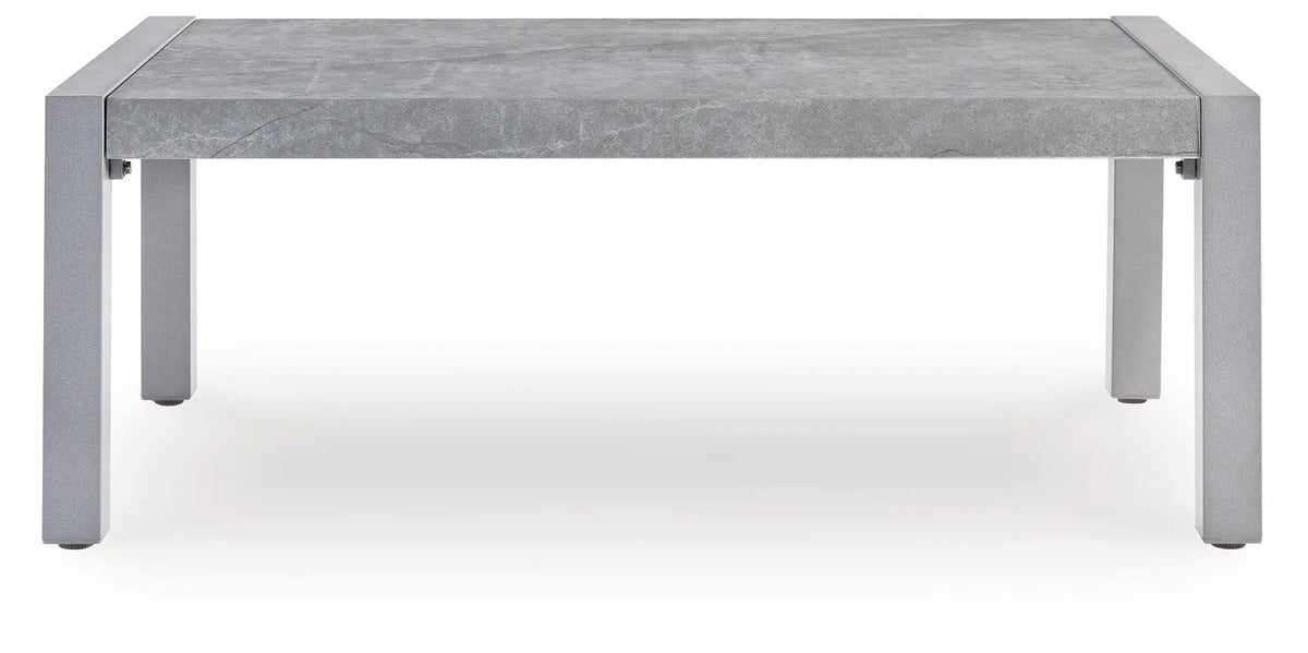 Hurley Park Outdoor Coffee Table | 48 Inch Width | Sleek Aluminum Frame | Natural Beauty