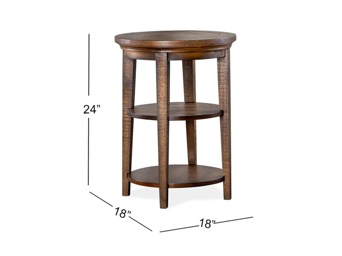 Bay Creek Round Accent End Table | Toasted Nutmeg | Pine Veneer And Solids | 18 Inch Diameter