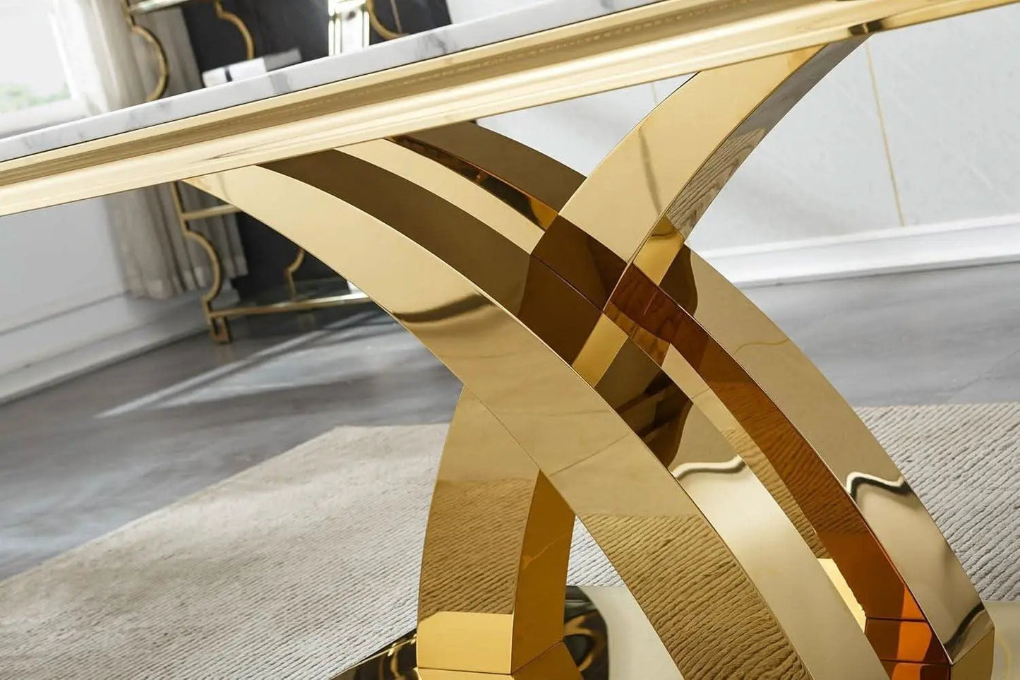 Faux Marble Dining Table 70 Inch With X Pedestal Base from PriceLows™