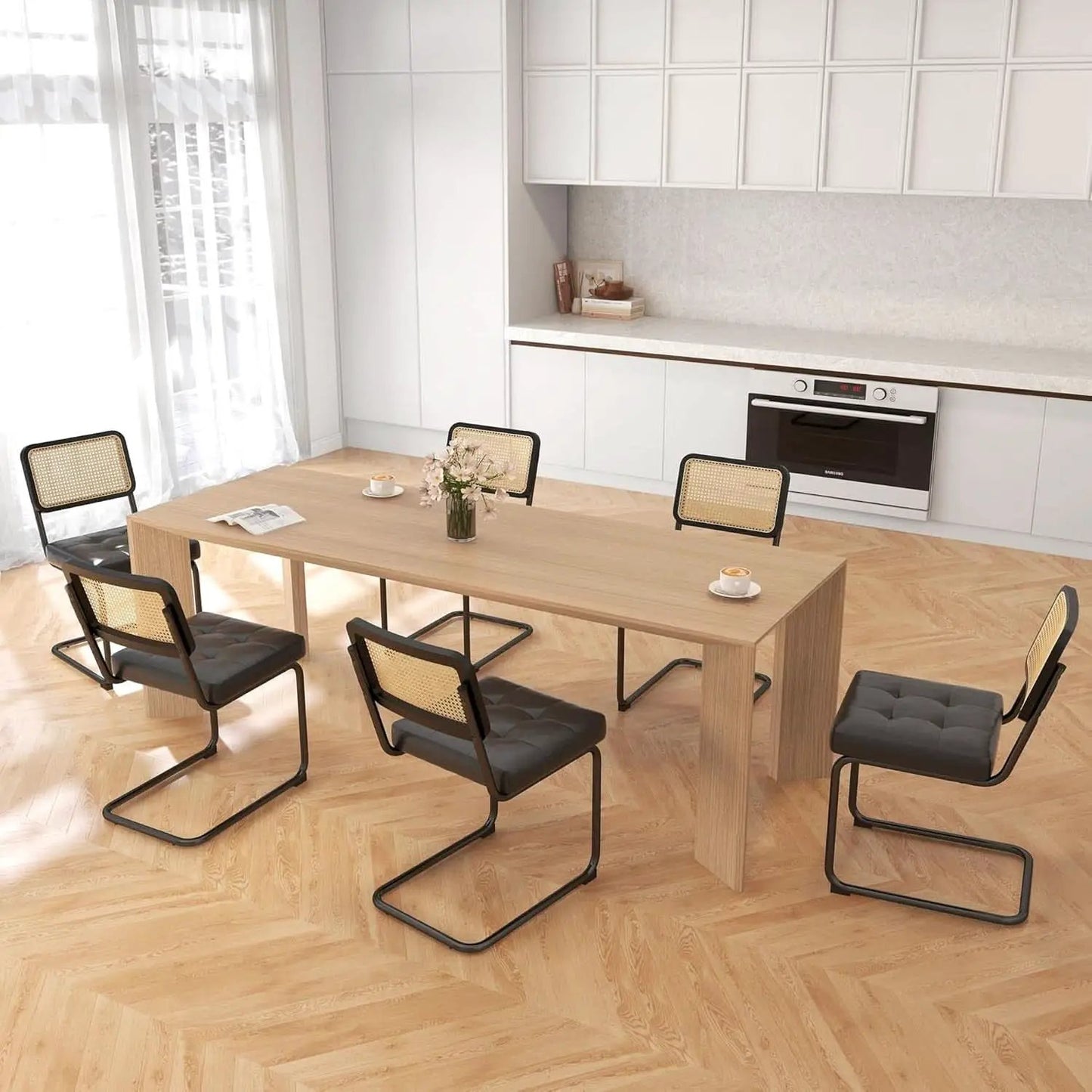 Mid Century Upholstered Cantilever Dining Chairs Black from PriceLows™