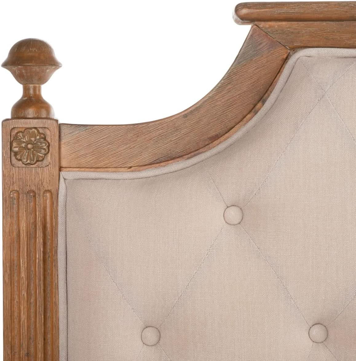 Tufted Linen Headboard in Beige and Rustic Oak from PriceLows™