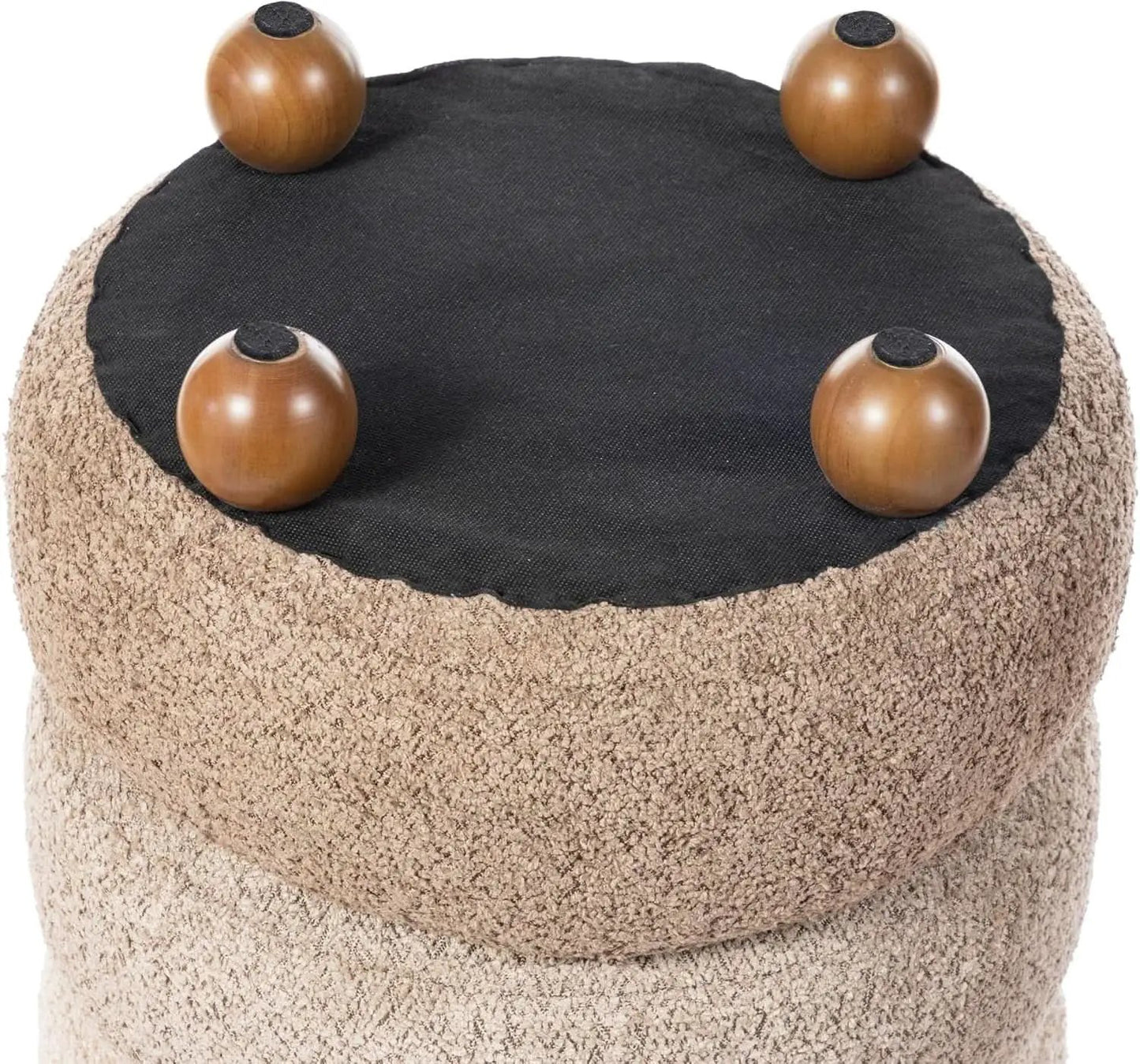 Round Upholstered Ottoman With Storage Gradient Brown from PriceLows™
